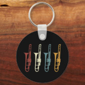 Vintage Retro Trombone & Trombonist キーホルダー (正面)