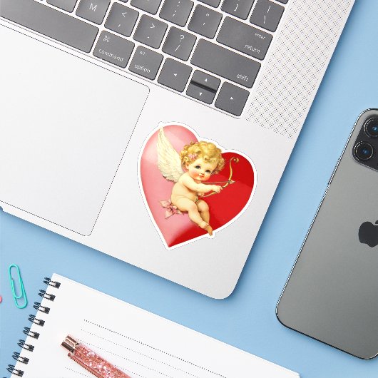 Vintage Retro Valentine Cupid Heart シール (ノートパソコンとiPhone)