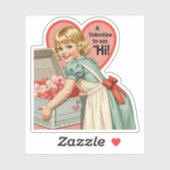 Vintage Retro Valentine Old Fashioned "Say Hi" シール (シート)