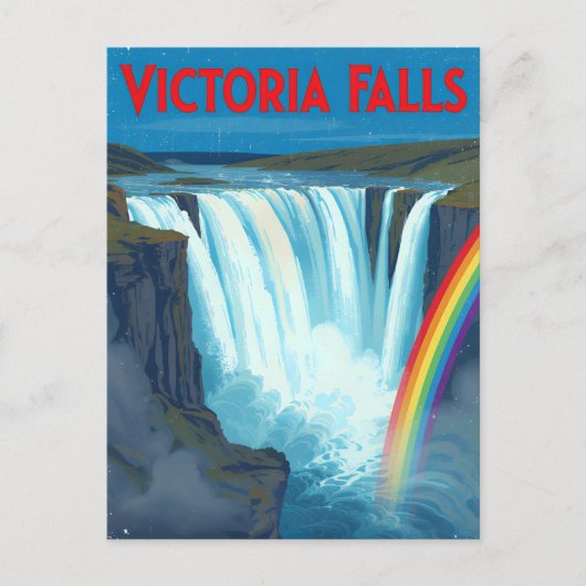Vintage Retro Victoria Falls Rainbow Travel ポストカード (正面)