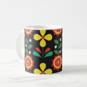 Vintage retro vintage flower vertical lines seamle コーヒーマグカップ (正面左)