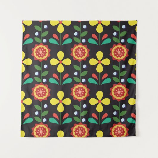 Vintage retro vintage flower vertical lines seamle タペストリー (正面)