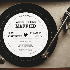 Vintage Retro Vinyl Record QR Wedding Invitation 招待状