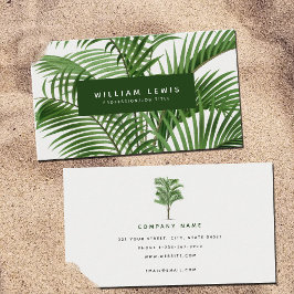 Vintage Retro Watercolor Palm Tree Leaves  名刺