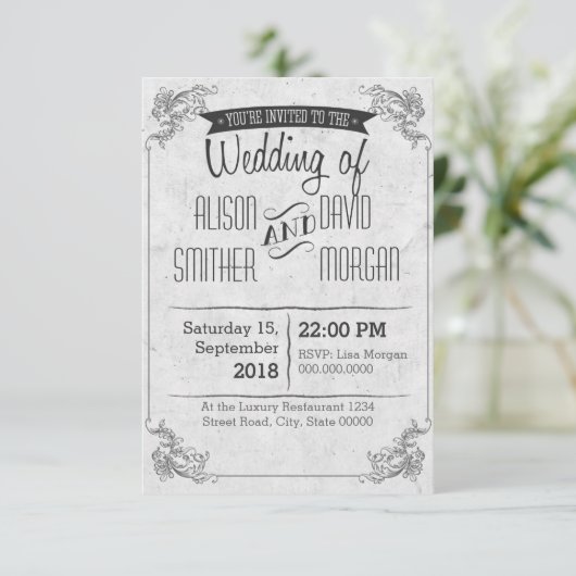 Vintage retro wedding invitation 招待状 (スタンド正面)