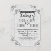 Vintage retro wedding invitation 招待状 (正面/裏面)