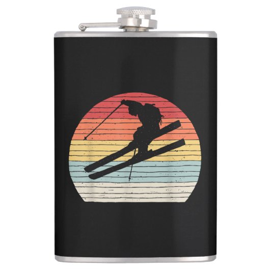 Vintage Retro Winter Sports Skiing フラスク (正面)