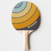 Vintage Retrograde Rainbow Circle Stripe & Name 卓球ラケット (裏面)