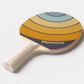 Vintage Retrograde Rainbow Circle Stripe & Name 卓球ラケット (正面アングル)