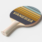 Vintage Retrograde Rainbow Horizon Striping & Name 卓球ラケット (正面アングル)