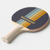 Vintage Retrograde Rainbow Pin Striped with Name 卓球ラケット (正面アングル)