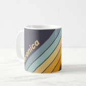 Vintage Retrograde Rainbow Stripes with Name コーヒーマグカップ (正面左)