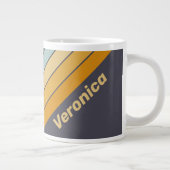 Vintage Retrograde Rainbow Stripes with Name ジャンボコーヒーマグカップ (右)