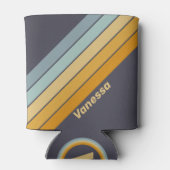 Vintage Retrograde Rainbow Stripes with Name 缶クーラー (裏面)