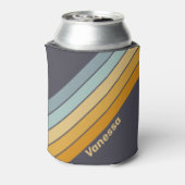 Vintage Retrograde Rainbow Stripes with Name 缶クーラー (缶裏面)