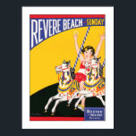 Vintage Revere Beach Carousel Nostalgic Travel ポスター<br><div class="desc">Vintage Carousel Poster Revere Beach MA ========

Customizable invitations and accessories with a stylized vintage poster of a Revere Beach Massachusetts poster with a child on a carousel. ========

 2020 ©ItsMyPartyDesigns All rights reserved</div>