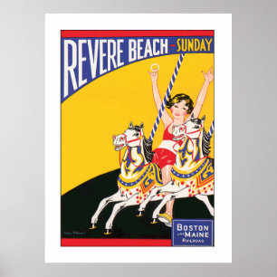 Vintage Revere Beach Carousel Nostalgic Travel ポスター