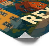 Vintage Reykjavik Iceland Travel Poster  ポスター (角)