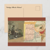 Vintage Rhode Island Map ポストカード (正面/裏面)