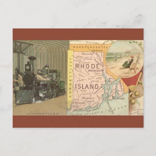 Vintage Rhode Island Map ポストカード (正面)