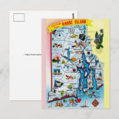 Vintage Rhode Island Map Postcard ポストカード (正面/裏面)