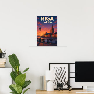 Vintage Riga Latvia Travel Poster ポスター