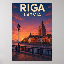 Vintage Riga Latvia Travel Poster ポスター