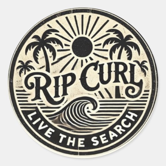 Vintage RIP CURL Surf Art ラウンドシール (正面)