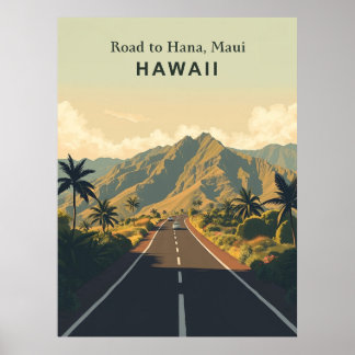 Vintage Road to Hana, Maui, Hawaii Travel ポスター