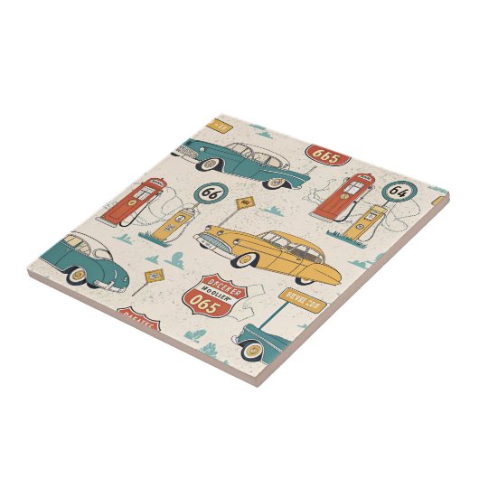 Vintage Road Trip Pattern (1) タイル (側面)