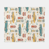 Vintage Road Trip Pattern (1) フリースブランケット (正面(横))