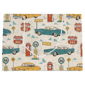 Vintage Road Trip Pattern (1) ラージペーパーバッグ (正面)