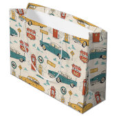 Vintage Road Trip Pattern (1) ラージペーパーバッグ (裏面アングル)