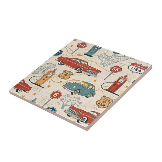 Vintage Road Trip Pattern (2) タイル (側面)