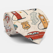 Vintage Road Trip Pattern (2) ネクタイ (ロール)