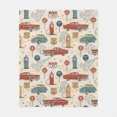 Vintage Road Trip Pattern (2) フリースブランケット (正面)