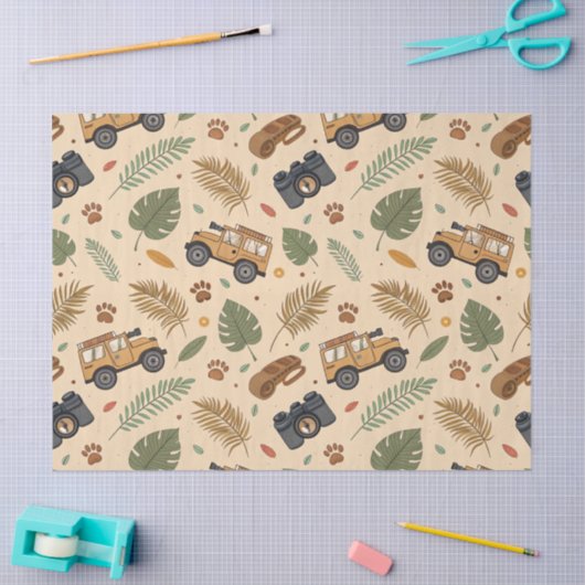 Vintage Road Trip Pattern (3) 薄葉紙 (クラフト)