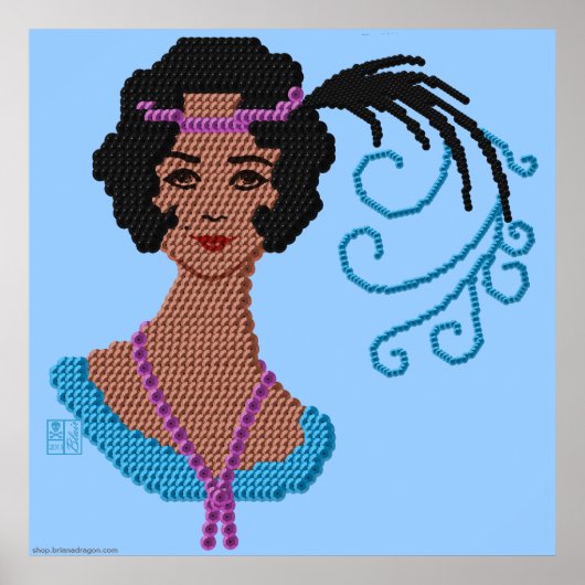 Vintage Roaring 20s Flapper Woman Cameo ポスター (正面)