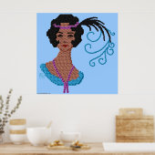 Vintage Roaring 20s Flapper Woman Cameo ポスター (キッチン)