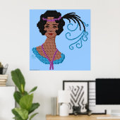 Vintage Roaring 20s Flapper Woman Cameo ポスター (ホームオフィス)