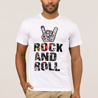 Vintage Rock Guitar Print with 70s and 80s Band Tシャツ