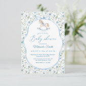 Vintage Rocking Horse Boy Baby Shower  招待状 (スタンド正面)