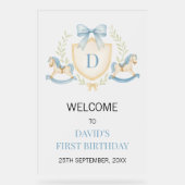 Vintage Rocking Horse Boy First Birthday アクリルサイン (正面)