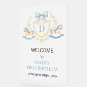 Vintage Rocking Horse Boy First Birthday アクリルサイン (傾斜)