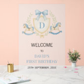 Vintage Rocking Horse Boy First Birthday アクリルサイン (ウェディング)