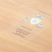 Vintage Rocking Horse Boy First Birthday アクリル招待状 (レイダウン)