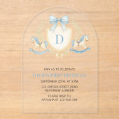 Vintage Rocking Horse Boy First Birthday アクリル招待状 (正面)