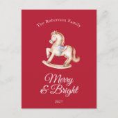 Vintage Rocking Horse Christmas  インビテーションポストカード (正面)
