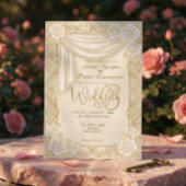 Vintage Rococo Floral Rose Romantic Wedding 招待状
