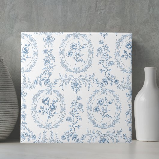 Vintage Rococo Flowers Floral Pattern タイル